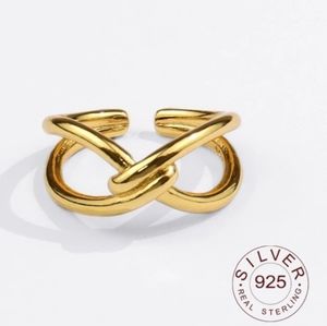 NEW 14k Yellow Gold S925 Filled Cross Band Ring